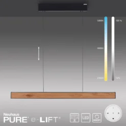 Paul Neuhaus 2570-79 PURE E-MOTION LED Pendelleuchte oak/black pearl höhenverstellbar