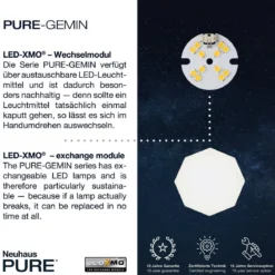 Paul Neuhaus 9012-95 PURE-GEMIN LED-XMO Wandleuchte aluminium