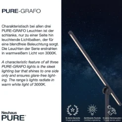 Paul Neuhaus 4407-18 PURE-GRAFO LED Tischleuchte schwarz dimmbar