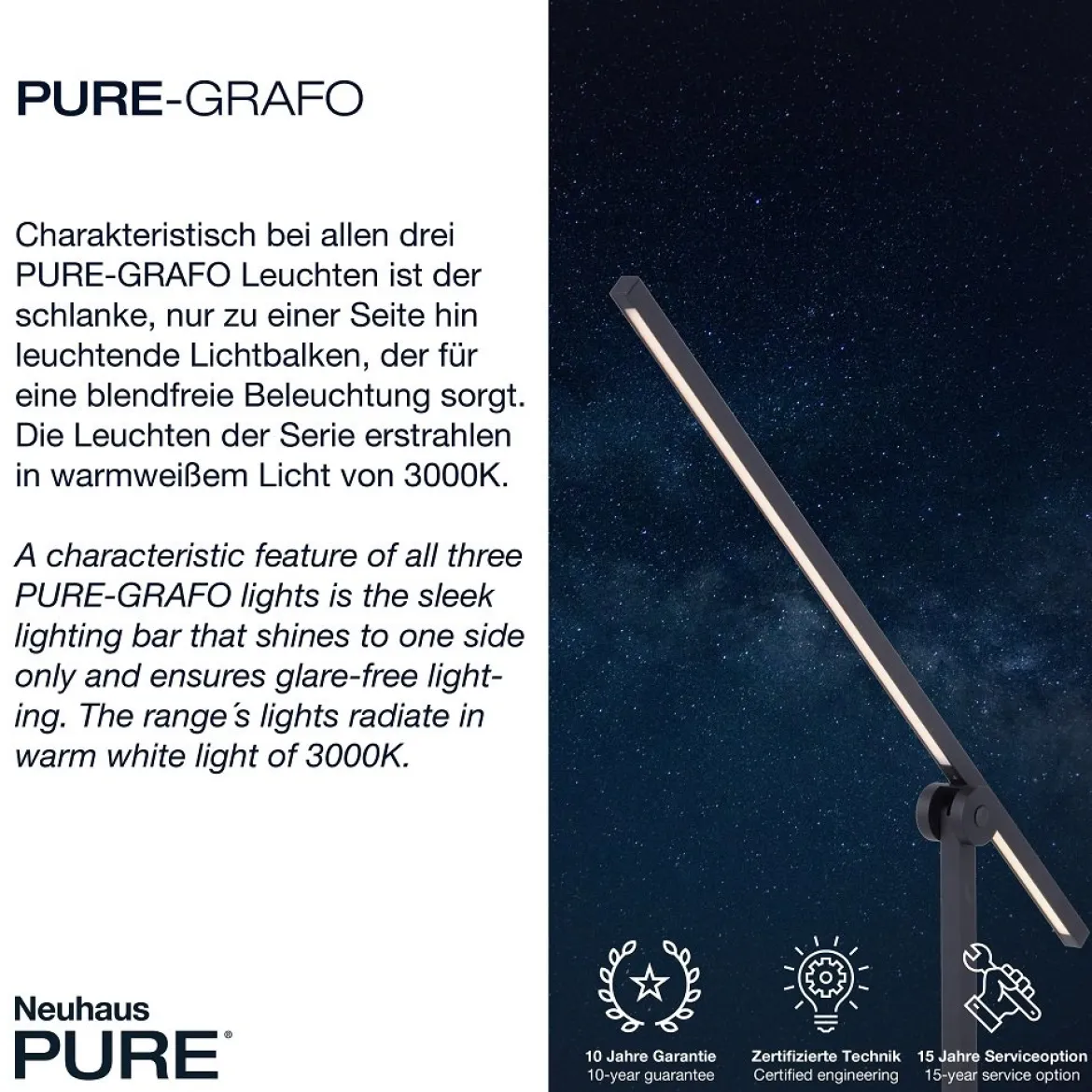 Paul Neuhaus 9407-18 PURE-GRAFO LED Wandleuchte schwarz