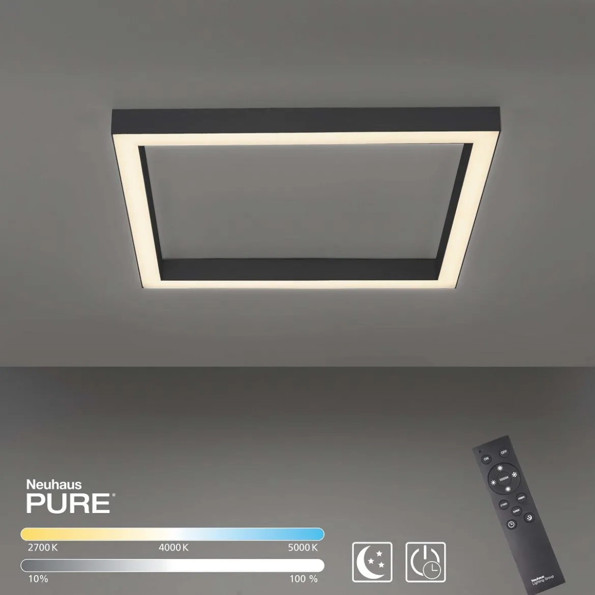 Paul Neuhaus 6022-13 PURE-LINES LED Deckenleuchte graphite CCT
