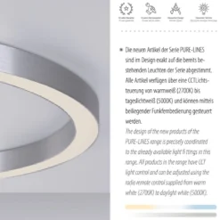 Paul Neuhaus 6306-95 PURE-LINES LED Deckenleuchte diamond (alu) CCT 70cm