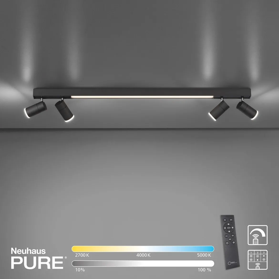Paul Neuhaus 6121-13 PURE-LINES LED Deckenleuchte graphite CCT