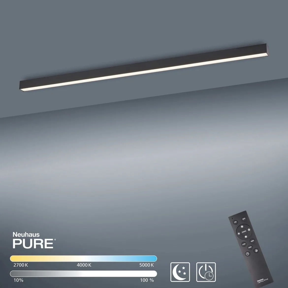 Paul Neuhaus 6021-13 PURE-LINES LED Deckenleuchte graphite CCT