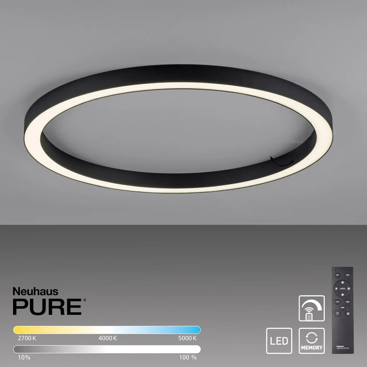 Paul Neuhaus 6306-13 PURE-LINES LED Deckenleuchte graphite CCT 70cm