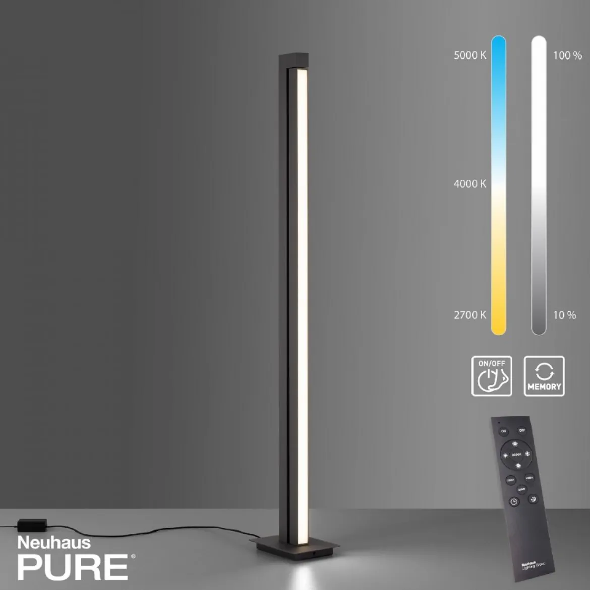 Paul Neuhaus 421-13 PURE-LINES LED Stehleuchte graphite CCT