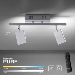 Paul Neuhaus 6354-95 PURE-MIRA LED Deckenleuchte 2-flammig diamond (alu) CCT