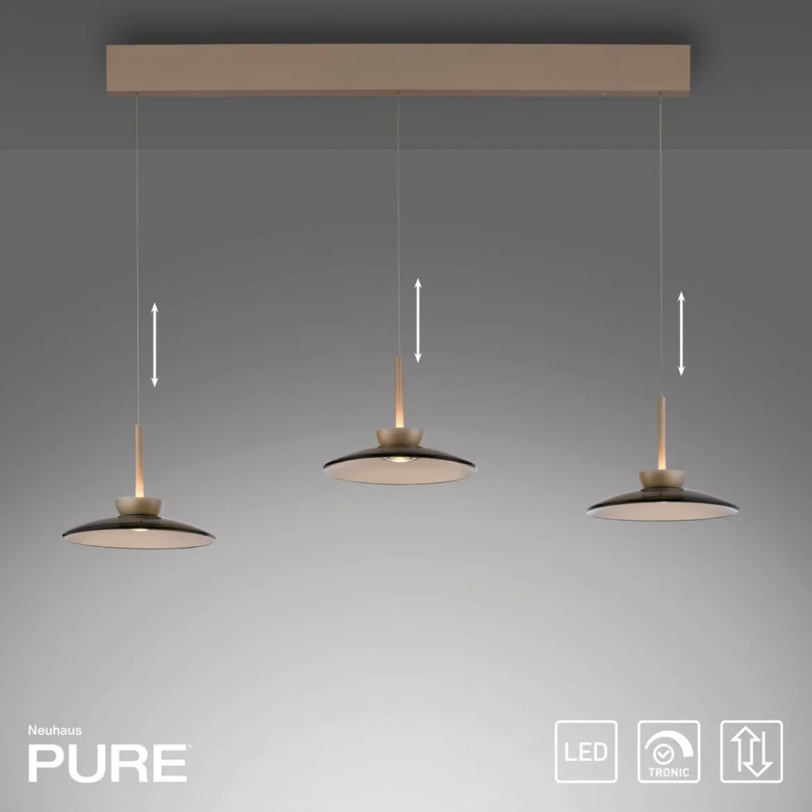 Paul Neuhaus 2193-97 PURE Moon LED Pendelleuchte bronce 3-flammig