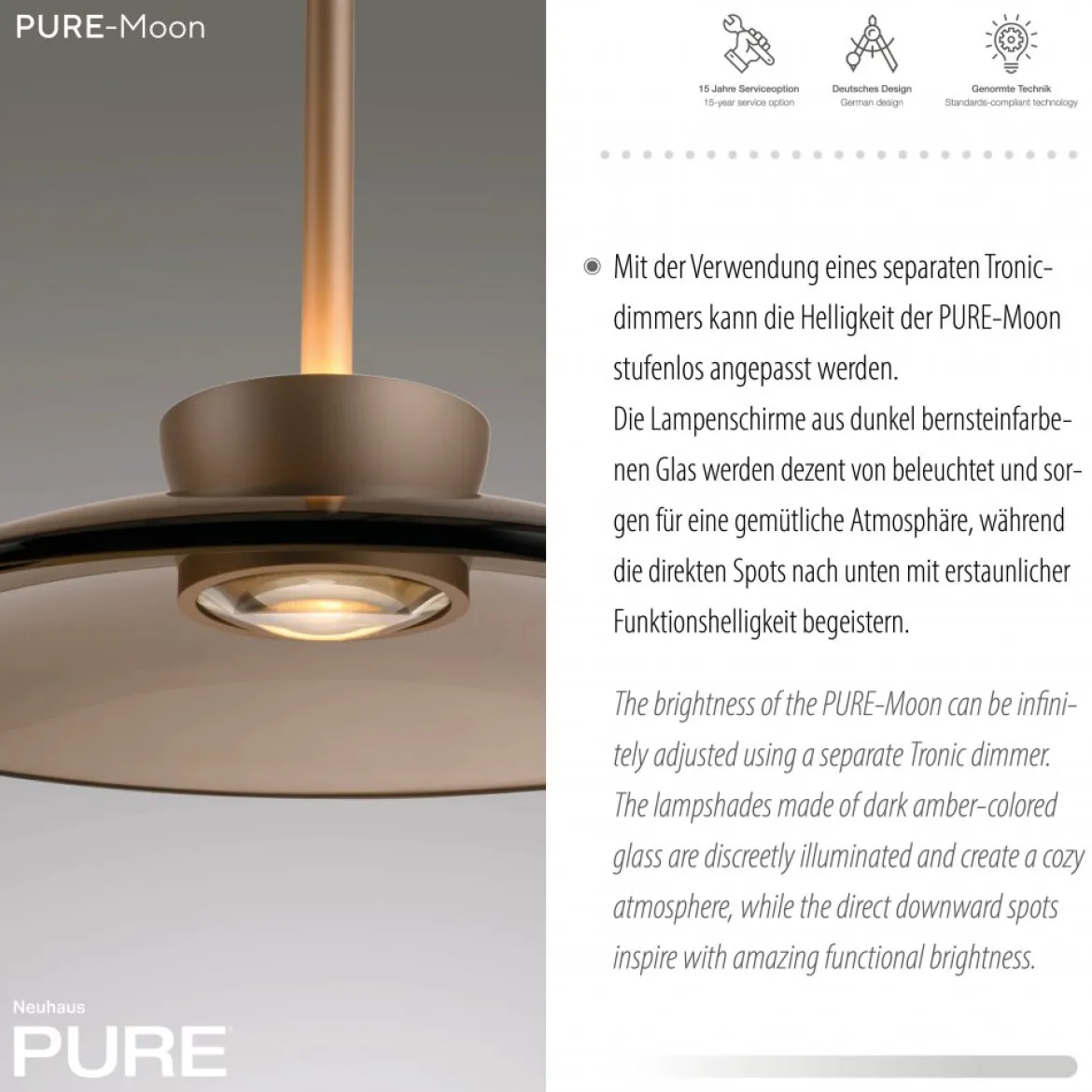 Paul Neuhaus 2193-97 PURE Moon LED Pendelleuchte bronce 3-flammig