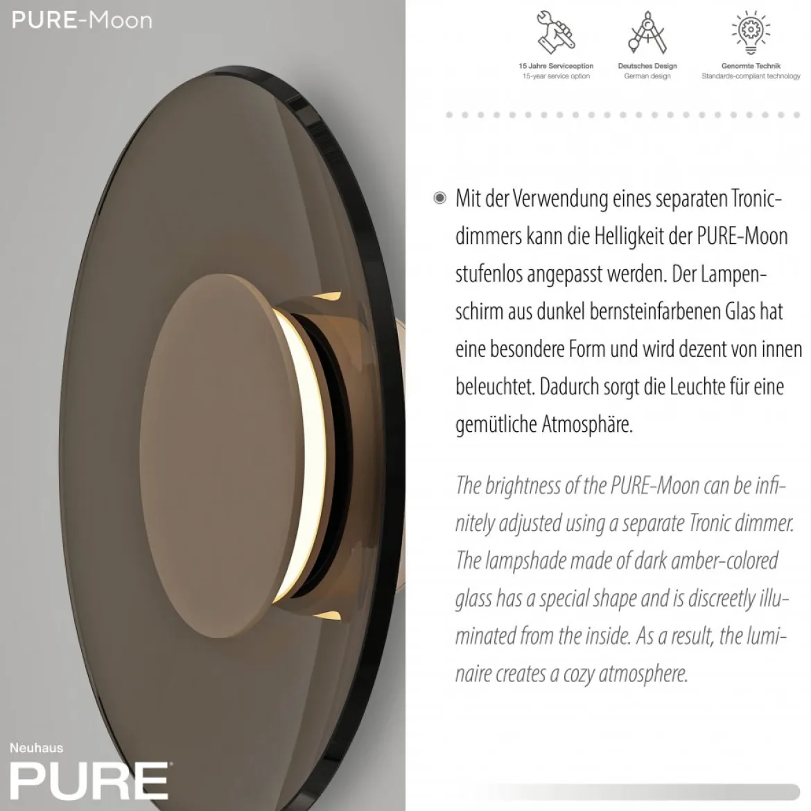 Paul Neuhaus 9594-97 PURE Moon LED Wandleuchte bronce 32cm 2700K