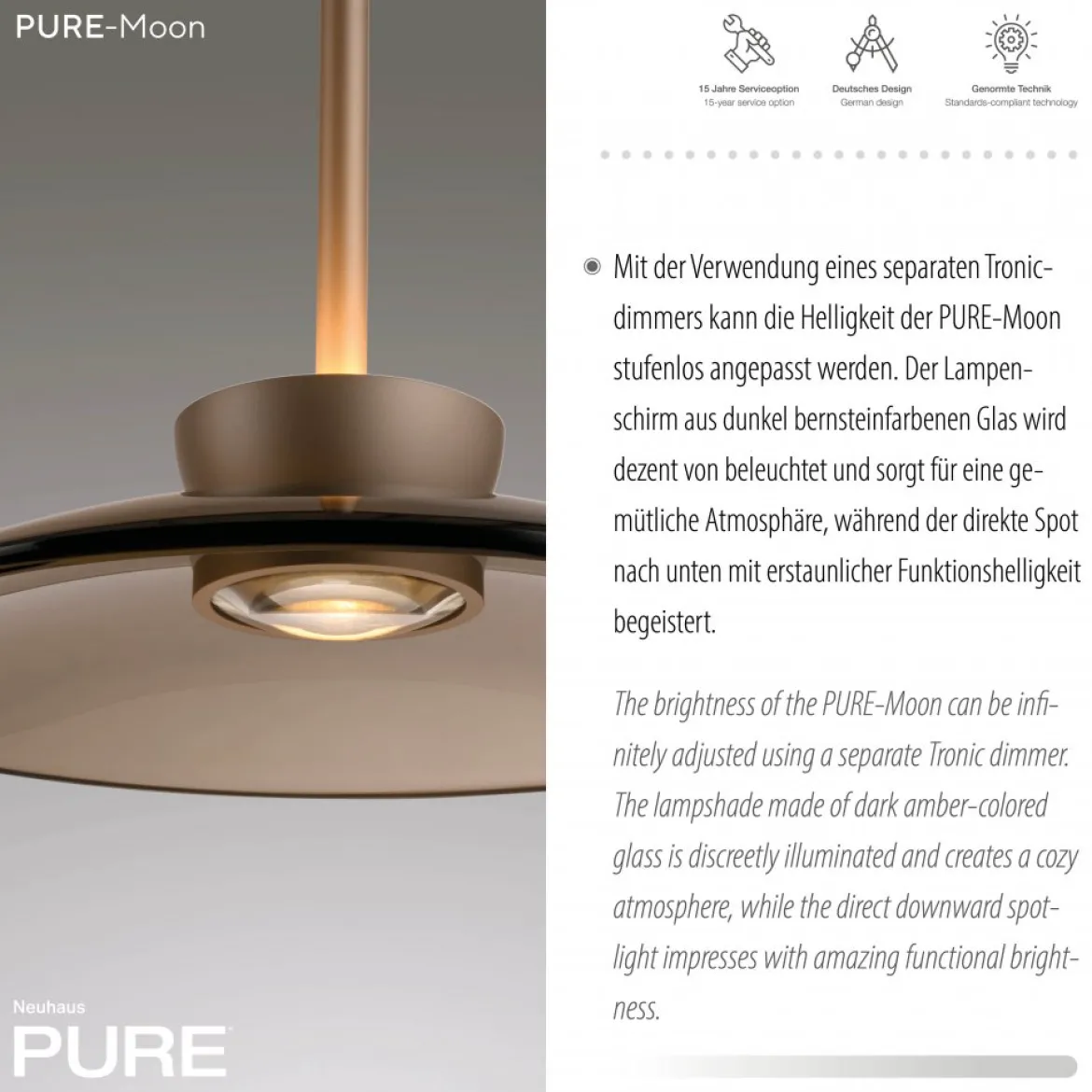 Paul Neuhaus 2191-97 PURE Moon Pendelleuchte bronce