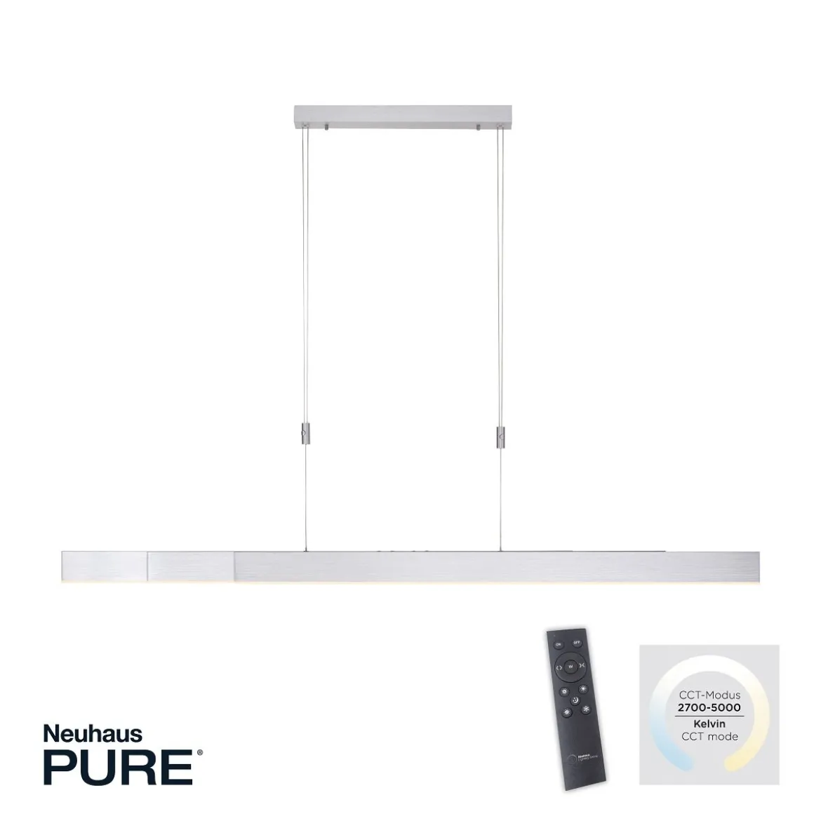 Paul Neuhaus 2525-95 PURE-MOTO e-SLIDE® LED Pendelleuchte diamond (alu) CCT