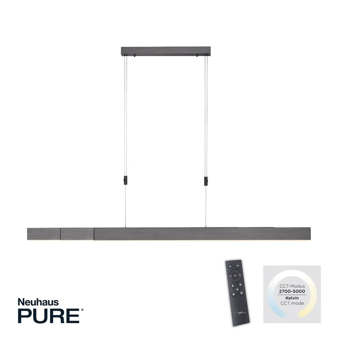 Paul Neuhaus 2525-15 PURE Moto e-SLIDE® LED Pendelleuchte platin (grau) CCT