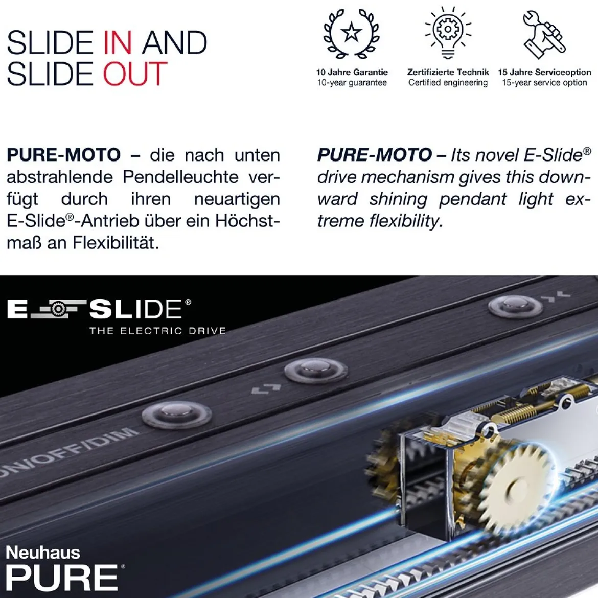 Paul Neuhaus 2525-60 PURE-MOTO e-SLIDE® LED Pendelleuchte imperial gold CCT