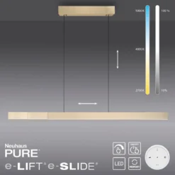 Paul Neuhaus 2545-60 PURE MOTO-RISE LED Pendelleuchte imperial gold höhenverstellbar ausziehbar