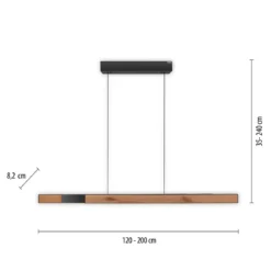 Paul Neuhaus 2545-79 PURE MOTO-RISE LED Pendelleuchte oak black pearl höhenverstellbar ausziehbar