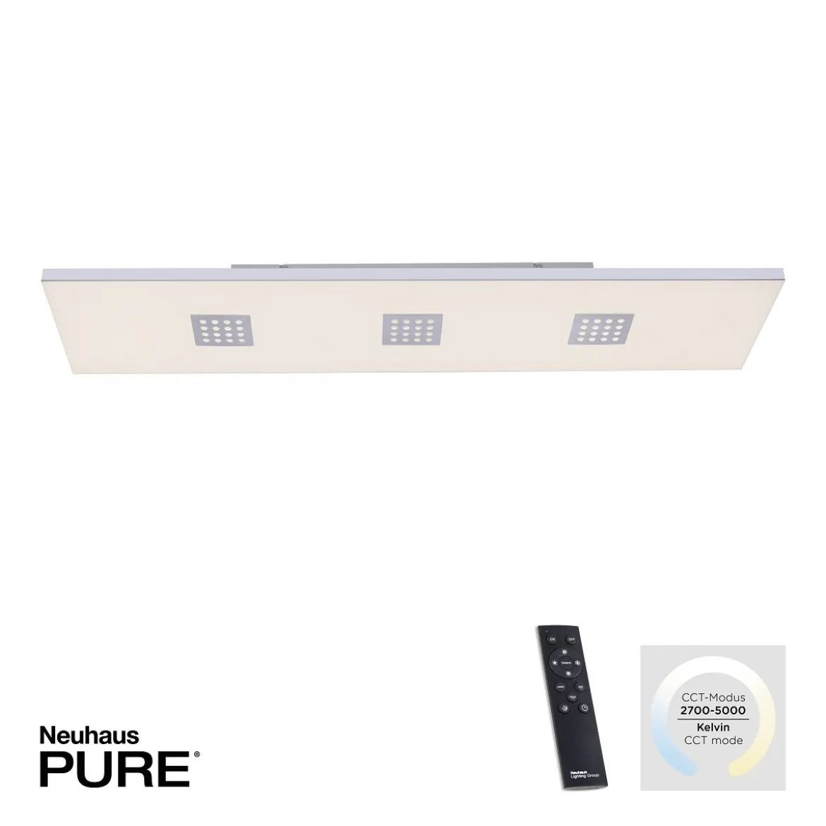 Paul Neuhaus 6436-95 PURE-NEO LED Deckenleuchte aluminium CCT 120x30cm