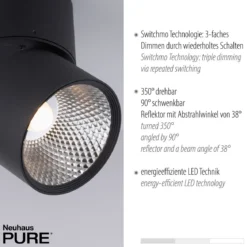 Paul Neuhaus 6452-18 PURE-NOLA LED Deckenleuchte 2-flammig schwarz