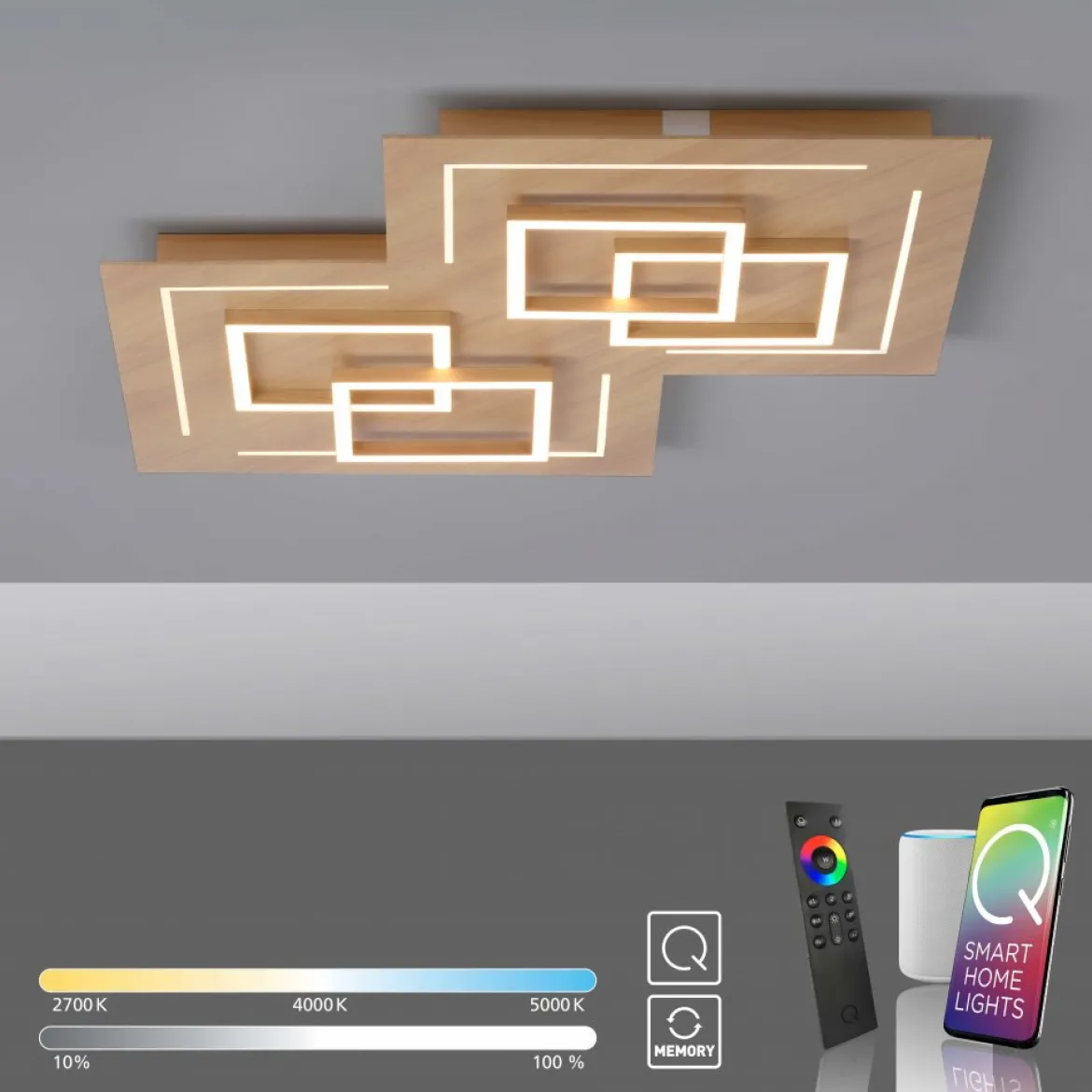 Paul Neuhaus 8181-79 Q-LINEA LED Deckenleuchte Holzdekor