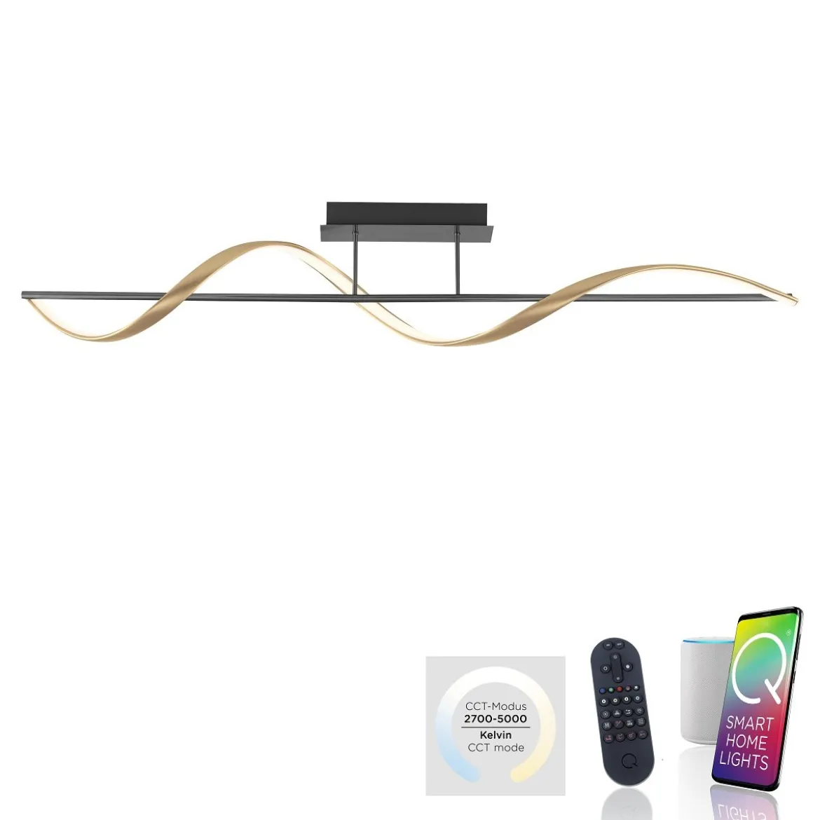 Paul Neuhaus 6385-13 Q-SWING LED Deckenleuchte anthrazit messing Smart Home