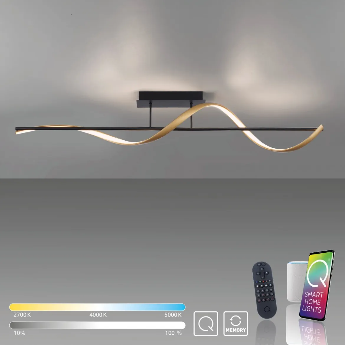 Paul Neuhaus 6385-13 Q-SWING LED Deckenleuchte anthrazit messing Smart Home