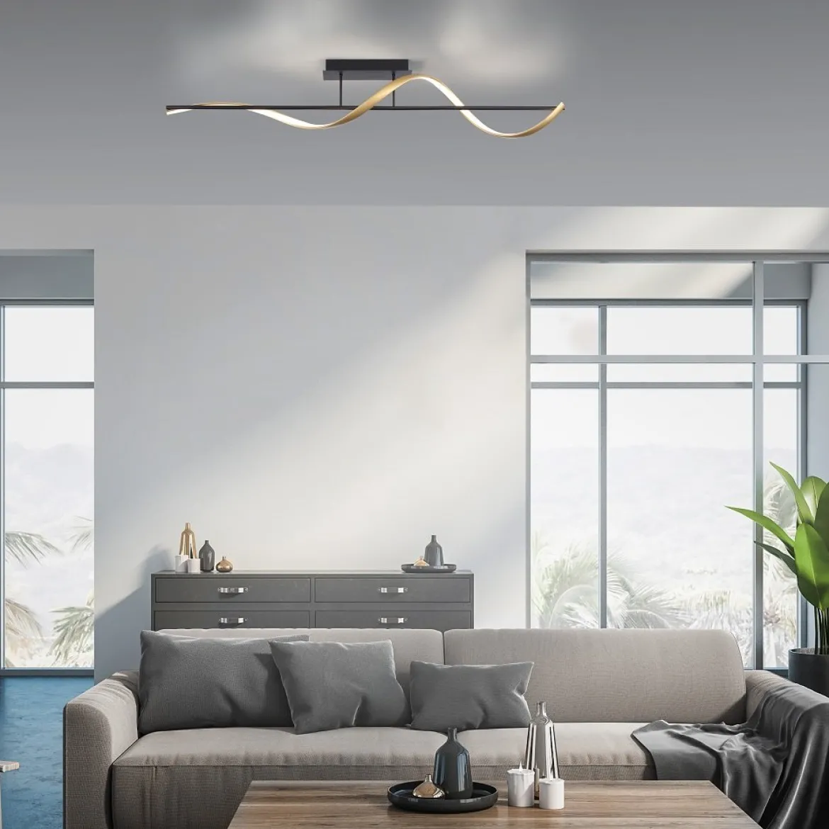 Paul Neuhaus 6385-13 Q-SWING LED Deckenleuchte anthrazit messing Smart Home