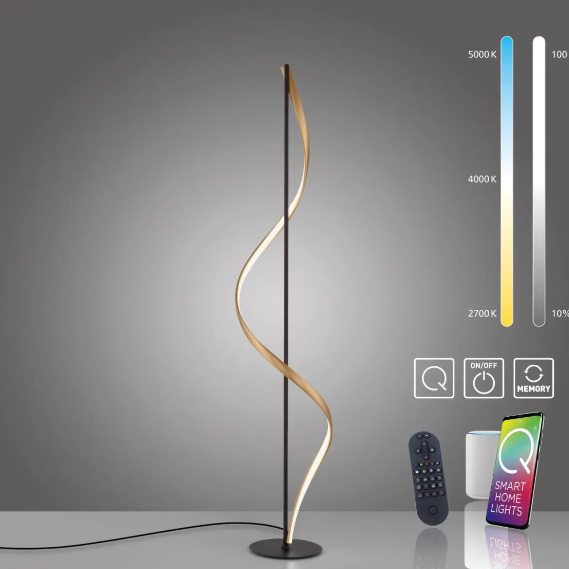 Paul Neuhaus 438-13 Q-SWING LED Stehleuchte anthrazit messing Smart Home