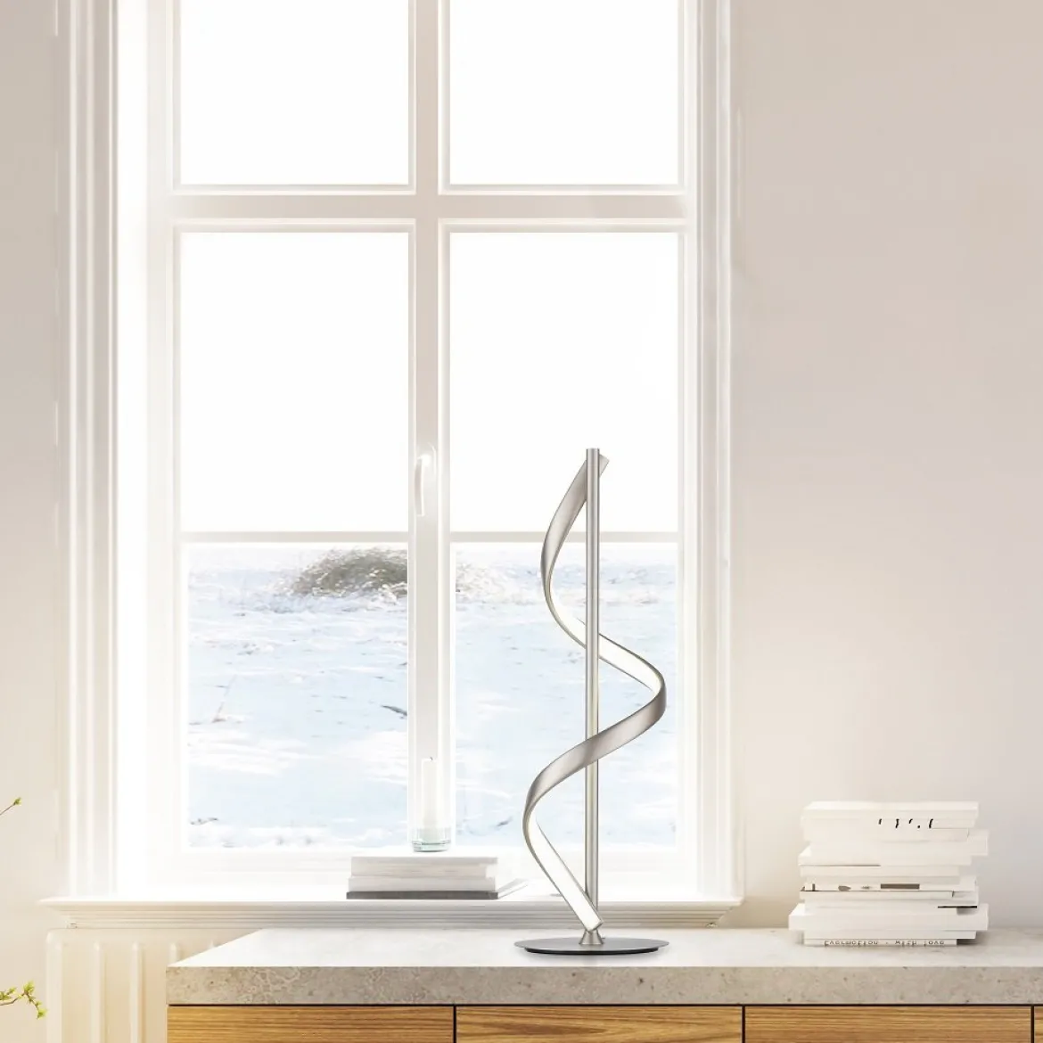 Paul Neuhaus 4385-55 Q-SWING LED Tischleuchte stahlfarben Smart Home