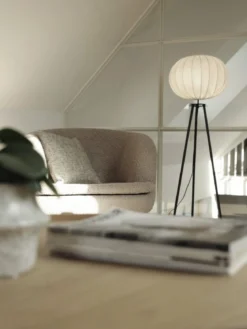 PR Home 4410503-FR01 Stehleuchte Mattschwarz Stoffschirm weiß