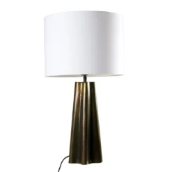 PR Home 4374402-FR01 Tischleuchte Aira Öl Messing Optik Schirm Weiß 65cm