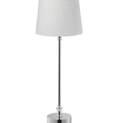 PR Home 71001-420FR01 Tischleuchte Liam silber Stoffschirm weiß 59cm
