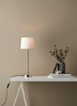 PR Home 71001-420FR01 Tischleuchte Liam silber Stoffschirm weiß 59cm