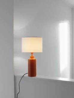 PR Home 4163234-FR01 Tischleuchte Solo Orange Stoffschirm Weiß 55cm