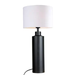 PR Home 4164403-FR01 Tischleuchte Solo Schwarz matt Stoffschirm weiß 65cm