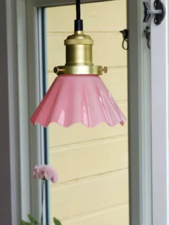 PR Home 3121533 Pendelleuchte August Small Rosa gewellt 15cm
