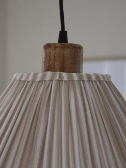 PR Home 501-40-124 Pendelleuchte Estrid Stoffschirm Beige gestreift 40cm