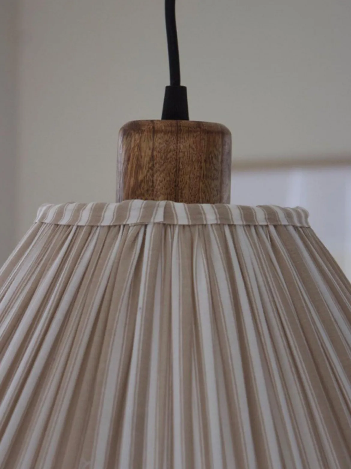 PR Home 501-40-124 Pendelleuchte Estrid Stoffschirm Beige gestreift 40cm