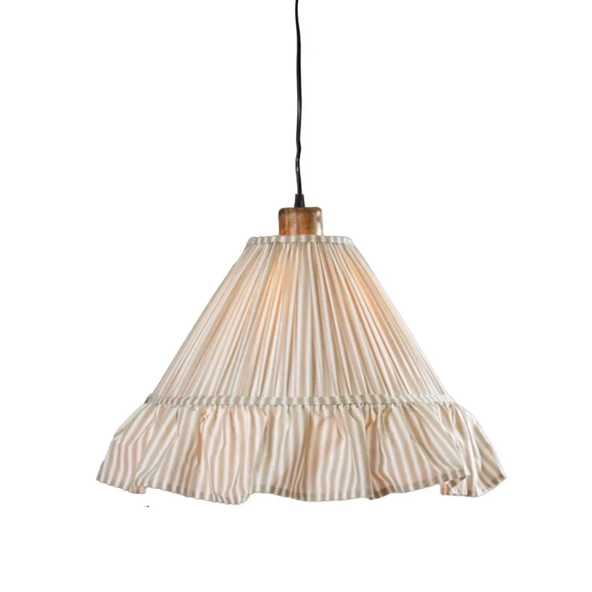 PR Home 501-40-124 Pendelleuchte Estrid Stoffschirm Beige gestreift 40cm