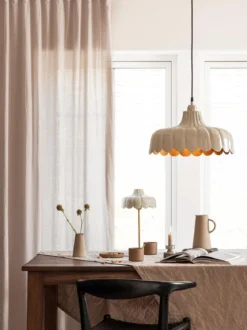 PR Home 2834318 Pendelleuchte Wells beige Gold 43cm