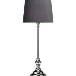 PR Home 27258-425-311 Tischleuchte Andrea Chrom mit Lampenschirm grau 70cm