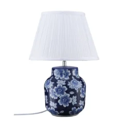 PR Home 4604717 Tischleuchte Fanny Blau Stoffschirm Weiß 47cm