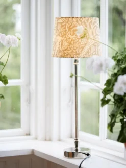 PR Home 71001-2048 Tischleuchte Liam silber Stoffschirm gelb 59cm