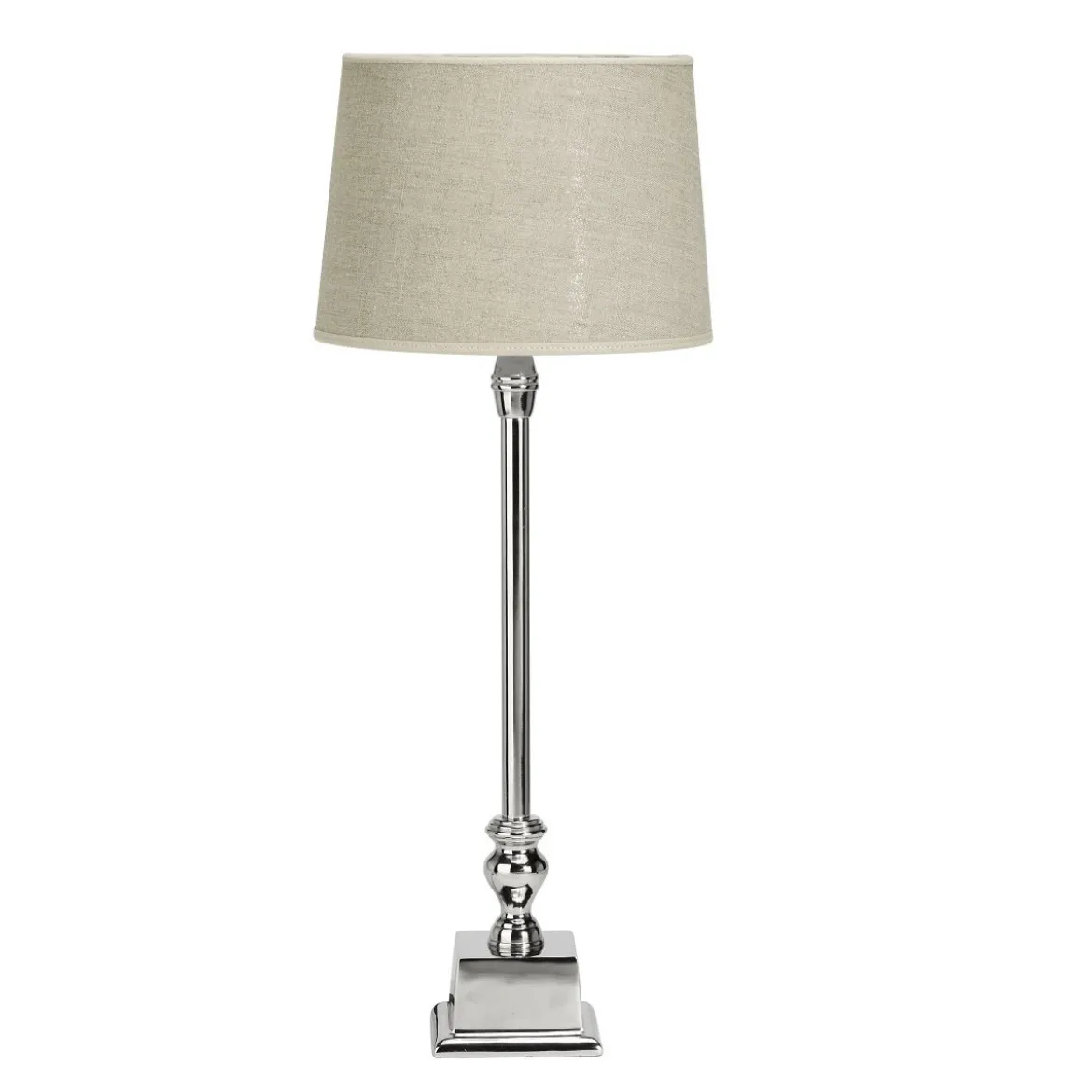 PR Home 1165006-2589 Tischleuchte Linné Chrom Lampenschirm Natur 62cm