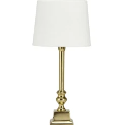 PR Home 1163602-20166 Tischleuchte Linné Gold Lampenschirm cremeweiß 46cm