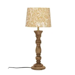 PR Home 1304608-2048 Tischleuchte Lodge Holz Schirm Gelb 59cm E27
