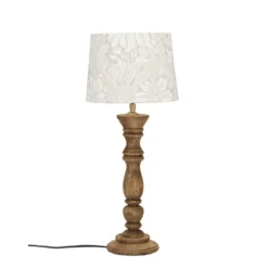 PR Home 1304608-5352 Tischleuchte Lodge Holz Schirm Creme 59cm E27