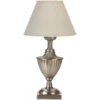 PR Home 281361316-166 Tischleuchte Pollino antikes Silber Lampenschirm cremeweiß 33cm