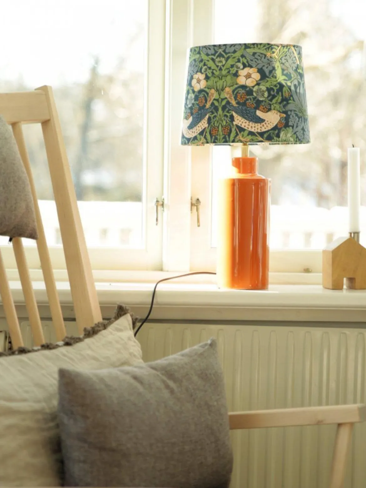 PR Home 4163234-008 Tischleuchte Solo Orange Stoffschirm Bunt 48cm