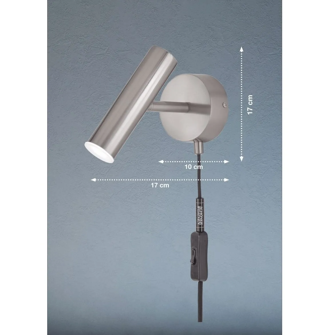SCHÖNER WOHNEN-Kollektion LED-Wandleuchte STINA 3-step dimmbar nickelfarben 830007