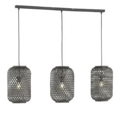 SCHÖNER WOHNEN-Kollektion Pendelleuchte CALLA Rattanschirm schwarz matt 860008